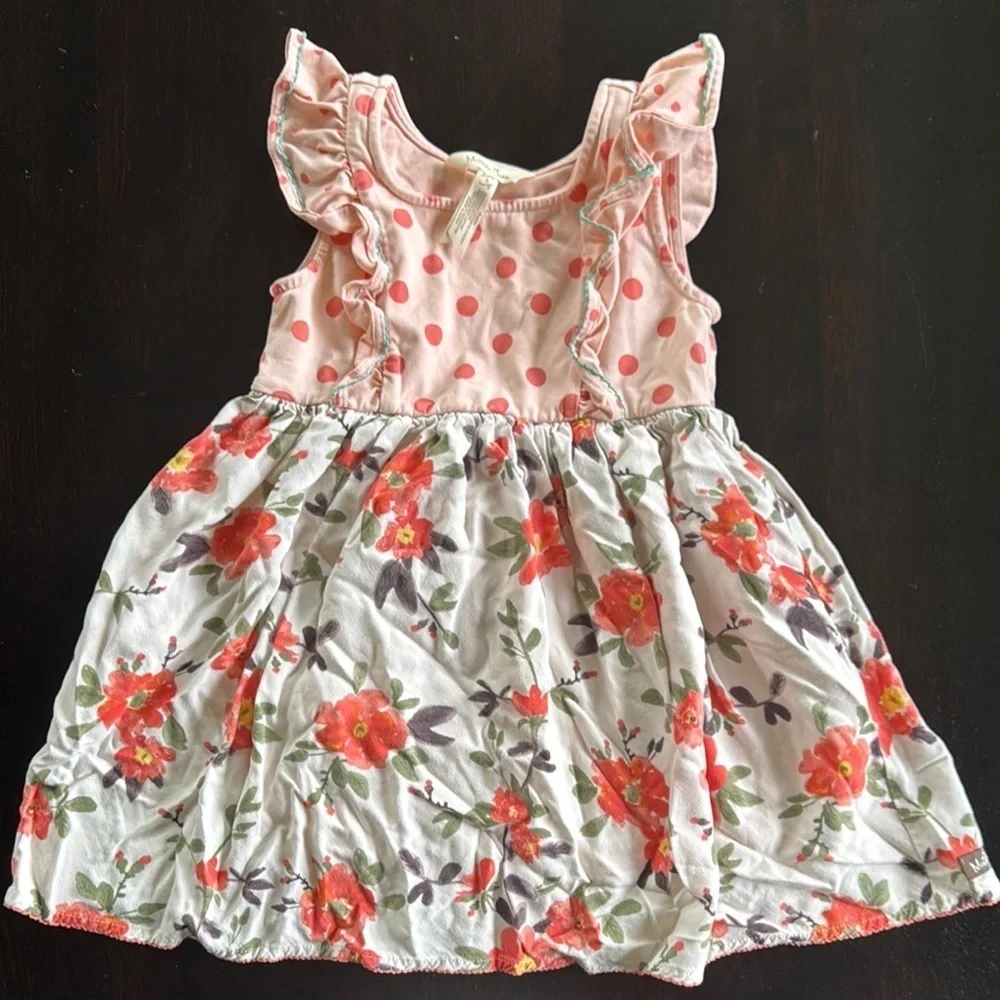 Matilda Jane Coral Polka Dot and Floral Dress